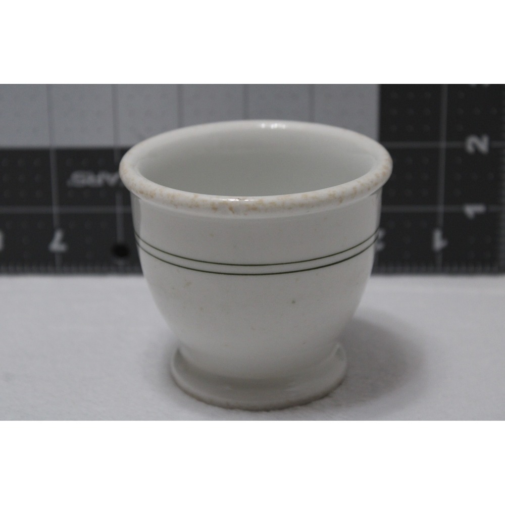 Vintage Buffalo China Green Stripe Restaurant Ware Egg Cup White Ceramic A 7